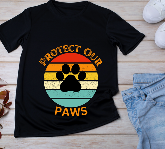 Protect Our Paws” Unisex T-Shirt for Animal Welfare in black