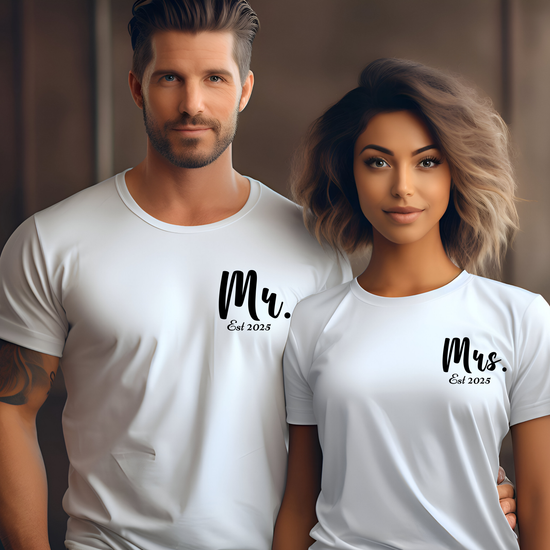 “Mr & Mrs” Custom Wedding Date T-Shirt