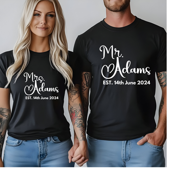 Mr/Mrs & New Surname” Custom T-Shirt with Established Date