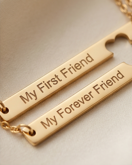 Personalised Interlocking Necklace Set – Custom Engraved Gift for Two