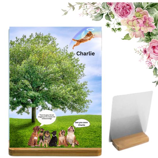 Custom Pet Memorial on Aluminum Panel – Personalized with Wings, Halo, and Pet Name