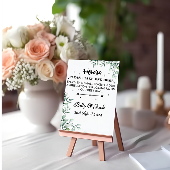 “Take One Home” Wedding Favours Sign – Customisable with Bride and Groom’s Names and wedding date