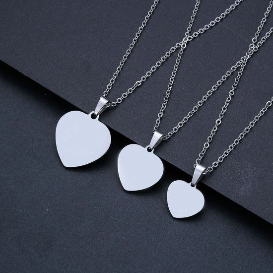Personalised Stainless Steel Heart Necklace | Custom Engraved Heart Pendant