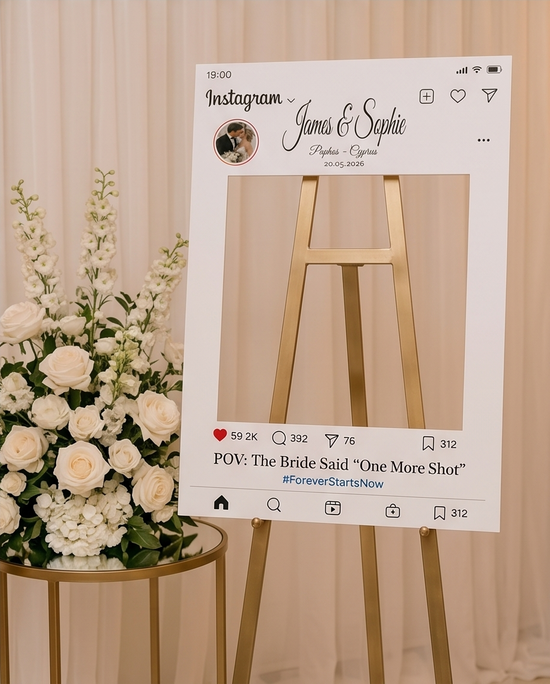 Personalised Instagram Wedding Selfie Frame | Wedding Photo Booth Prop | Custom Wedding Sign | Bridal Party Selfie Board | Wedding Reception Decor