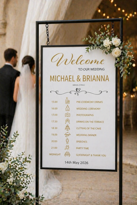 Luxury Acrylic Wedding Welcome Sign – 80 × 120 cm
