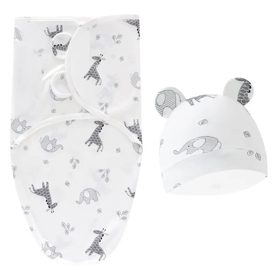 Baby Swaddle Wrap & Hat Set | Newborn Anti-Startle Sleeping Bag