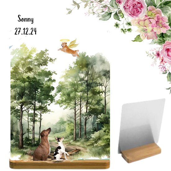 Custom Pet Memorial on Aluminum Panel – Personalized with Wings, Halo, and Pet Name