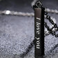 Personalised Stainless Steel Bar Necklace | Engraved Vertical Pendant | Silver & Black