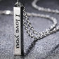 Personalised Stainless Steel Bar Necklace | Engraved Vertical Pendant | Silver & Black