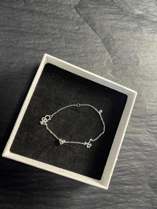 925 Sterling Silver Minimalist Heart Pendant Bracelet | Fine Chain |  TK-SS-29