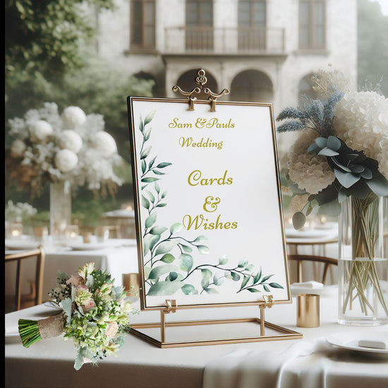 “Cards and Wishes” Small Table Sign – Customizable for Wedding Card Station