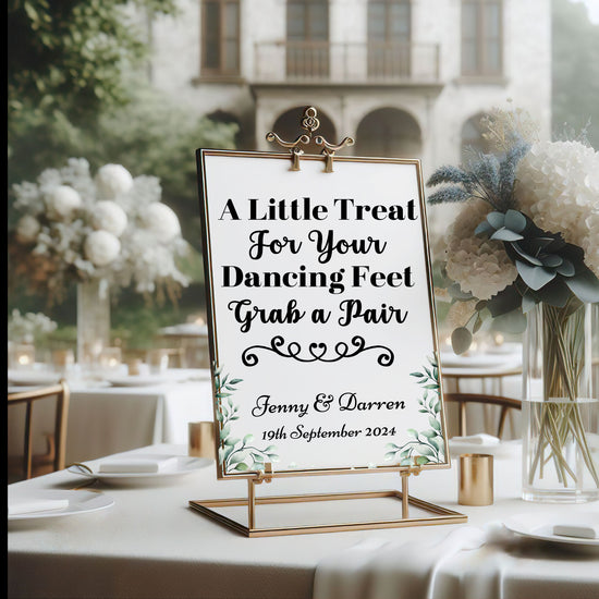 “A Little Treat for Your Dancing Feet” Wedding Sign – Customizable for Flip Flop Station